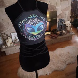 Wrap Around Alien Crop Top
